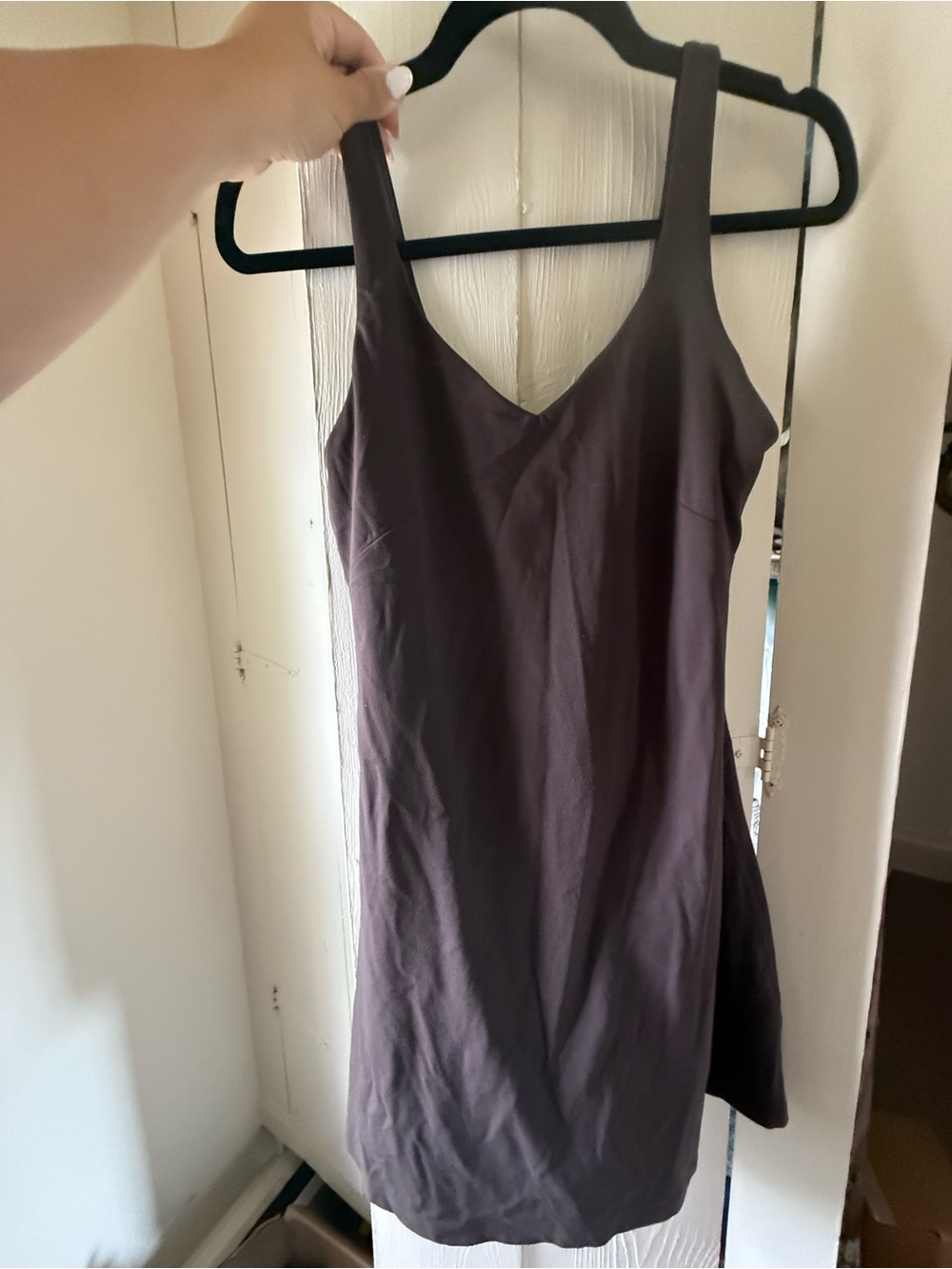 Simple Sleeveless V-Neck Mini Dress in Deep Plum